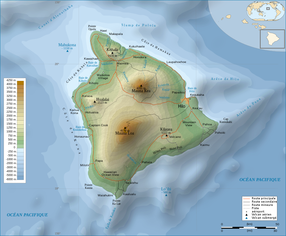 Hawaii Island topographic map